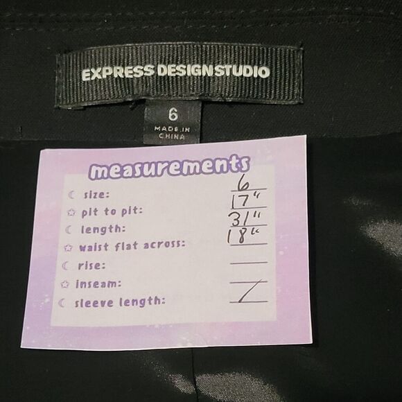 EXPRESS DESIGN STUDIO Black Tuxedo Vest Size 6 Y2K Indie Office 00s Sleeveless - Picture 3 of 11